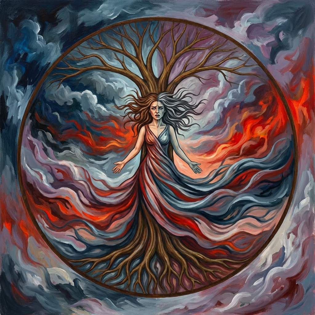 Diagram showing the Menstrual, Follicular, Ovulatory, and Luteal phases using seasonal and nature-based metaphors.